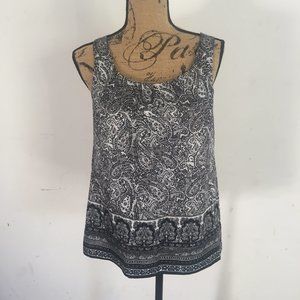 Black and white paisley dress top